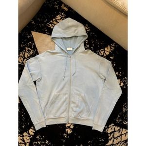 John Elliott Baby Blue Washed Zip Up Hoodie